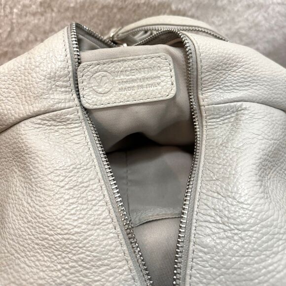 VALENTINA Leather Sling Backpack Bag Italy Light Gray